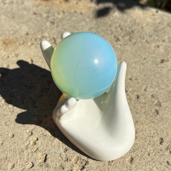 Opalite Sphere w/ Ceramic Hand Holder - Picture 5 of 5